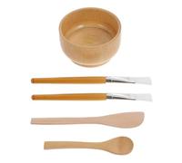 Homoyoyo Bol De Masque De Beauté En Bois 5 Pièces 10-12 Cm Kit De Mélange Diy Brosse Spatule Cuillère Pour Soin Visage Maison Et Salon Professionnel