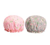 Homoyoyo Bonnet De Bain Imperméable En Peva Lot De 2 Taille Unique Élastique Pour Cheveux Longs Et Épais Bain Flamant Rose Et Gris