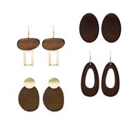Homoyoyo Boucles D'Oreilles En Bois Pour Femmes - 4 Paires De Boucles Pendantes Au Style Vintage Unique - Parfaites Pour Événements Quotidiens Et Spéciaux