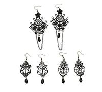 Homoyoyo Boucles D'Oreilles Longues Halloween Pour Femmes - 3 Paires De Pendants Dangling Avec Fleurs - Dentelle Et Chaînes Pour Fêtes Et Événements Spéciaux