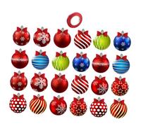 Homoyoyo Boules de Noël Décoratives Suspendues 24 Pièces en PVC 60 Mètres de Ruban Rouge Décoration Festive pour Sapin Porte et Mur Accessoire pour Fêtes et Ambiance de Noël