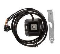 Homoyoyo Bouton Alimentation Externe pour PC Double USB et Double Audio, Câble Adaptateur en Abs Noir, Fonction Arrêt par Pression, pour Cafés et Domiciles