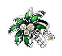 Homoyoyo Bracelet Charm Coconuts Tree Avec Zircon Vert Pour Femmes Breloque Pour Création De Bijoux Et Accessoires De Mode