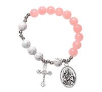 Homoyoyo Bracelet Croix Perlé Pour Femme Bijoux Chapelet Religieux Inoxydable Et Imperméable Confortable Pour Quotidien