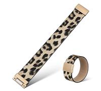 Homoyoyo Bracelet Manchette Large Léopard Simili Cuir Noir Et or Bracelet Wrap Pour Femme Accessoire Animalier Mode Polyvalent Et Fermeture Simple