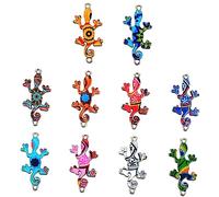 Homoyoyo Breloques Gecko pour Création de Bijoux 10 Pièces Multicolores 3,5x2,2 Cm Alliage UV Imprimé Loisirs Créatifs DIY Bijoux Fantaisie Adulte Usage Quotidien Couleur Aléatoire