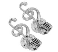 Homoyoyo Broche Argentée Design Unique Accessoire Polyvalent en Alliage de Zinc 2pcs Notes de Musique et Microphone pour Hommes et Femmes, pour Party
