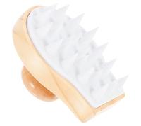Homoyoyo Brosse à Shampoing en Bois Naturel Combinée à Silicone, Accessoire de Massage Capillaire pour Usage Bain et Soin du Cuir Chevelu