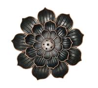 Homoyoyo Brûleur de Parfum en Cuivre Forme Lotus Créatif 7 Trous Plateau Décoratif Brun Foncé pour Spirales de Parfum Porte-Parfum Métal Adapté Temple Salon Yoga Ambiance Zen