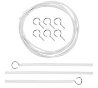 Homoyoyo Câble Suspendre de Rideaux Plastifié 2 M 4 Œillets et 4 Crochets en Question, Kit Flexible pour Rideaux Courts Salle de Bain, Accessoires Suspendre pour Fenêtres, Système Complet