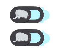 Homoyoyo Cache-Webcam Coulissant Lot de 2, Protection de Confidentialité pour Ordinateur Portable et Tablette, Design Éléphant Gris, Adhésif Réutilisable, Couverture Coulissante