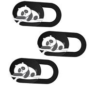 Homoyoyo Cache Webcam Coulissant Protection Vie Privée pour Ordinateur Portable Tablette Smartphone, Lot de 3 Pièces, Design Panda Cartoon, Autocollant Fin, Compatible PC et Portable, Noir