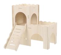 Homoyoyo Cachette pour Hamster en Bois Naturel Maison de Château Ondulé Échelle Intégrée Labyrinthe Ludique pour Cochon D’Inde et Petits Rongeurs Décoration de Cage Sécurisée et Solide