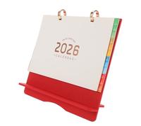 Homoyoyo Calendrier de Bureau sur Support Bois Planner Mensuel Coloré Organiseur de Planning Compact et Fonctionnel pour Bureau et Maison Calendrier à Retourner avec Onglets Rouges