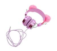 Homoyoyo Casque -auriculaire Chat Micro pour Garçon Et Filles Style Mignon Strass Brillant Et Boule De Fourrure Rose pour Usage Quotidien Et Jeux