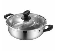 Homoyoyo Casserole Double Mijoteuse 30 Cm en Acier Inoxydable 304 Poignée en Bois, Compatible Induction et Gaz, Marmite pour Fondue Chinoise et Cuisson Multifonctionnelle