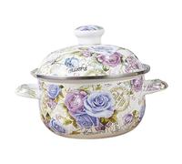 Homoyoyo Casserole Émaillée avec Couvercle Marmite de Cuisine pour Soupes et Ragoûts Marmite Vintage à Deux Poignées