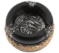 Homoyoyo Cendrier en Bois Compact 7,5 Cm Noir, Cendrier Décoratif Rétro pour Bureau et Maison, Porte-Cendres Pratique et Portable, Accessoire Sécurité sans Risque D’Incendie, Mobilier