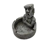 Homoyoyo Cendrier en Pierre Moai de L'île de Pâques 1pc en Résine Rétro Antichute Facile à Utiliser pour Fumeurs Décoration Maison Anniversaire Bibliothèque