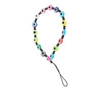 Homoyoyo Chaîne Porte-clés Téléphone Portable Œil Maléfique 6 Perles Noires Colorées Lanière Perlée Suspendue Accessoire Décoratif Anti-perte pour Smartphone