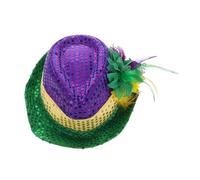 Homoyoyo Chapeau à Paillettes pour Carnaval Chapeau Jazz Sequins Dorés Violets et Verts Accessoire de Fête Unisexe et Confortable