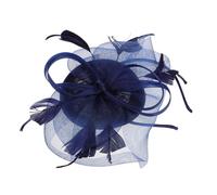 Homoyoyo Chapeau Barrette Plume Chapeau De Soleil Bandeau Sombrero Casque De Thé Bandeau Mariages De Femmes Habillé Femmes À Large Bord Ha Mariages Bord De Mariée Burlesque Mode Navy Maille