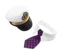 Homoyoyo Chapeau de Capitaine Brodé Ajustable pour Chien et Chat avec Nœuds à Carreaux Costume Anniversaire et Fête pour Animaux Accessoire Photo Amusant et Pratique