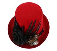 Homoyoyo Chapeau Haut de Forme Steampunk et Respirant avec Lunettes Monocle Gothiques Décoration Main de Crâne et Rose pour Halloween Cosplay et Événements Extérieur Unisexe