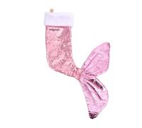 Homoyoyo Chaussette Sirène à Paillettes PVC, Décor Suspendu Noël Rose | Ruban Suspendre Inclus, Intérieur Spacieux pour Bonbons et Douceurs, Fête D'anniversaire, Usage Décoratif