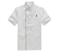 Homoyoyo Chemise De Chef Unisexe Manches Courtes Noir - Veste De Cuisine Professionnelle pour Hommes Et Femmes - Manteau De Restauration Confortable Et Élégant Taille M