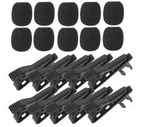 Homoyoyo Clip de Microphone en Fer avec 10pcs Housses, Pince Mini pour Micro, Design Clip-on, pour Réunions et Spectacles, Couleur Noir