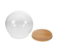 Homoyoyo Cloche en Verre Sphérique 16,5 Cm avec Socle en Bambou, Dôme D’Exposition Anti-poussière pour Fleurs Éternelles, Vitrine Décorative pour Maison, Noël et Collections Décoratives