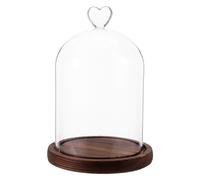 Homoyoyo Cloche Verre Transparent pour Présentation Fleurs Plantes ou Objets Décoratifs avec Base et Bouton Forme de Cœur pour Décoration de Table Collections