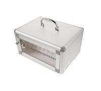 Homoyoyo Coffret de Rangement pour Téléphone Portable Verrouillable en Alliage d'Aluminium Transparent 8 Compartiments Poignée Intégrée pour Salle de Classe Bureau ou Usage Familial