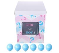 Homoyoyo Coffret de Révélation du Bébé avec Boîte en Bois et 6 Ballons Bleus Gonflables Décoration de Fête Prénatale pour Annonce Kit Ballon Gender Reveal Garçon Fille pour Shower