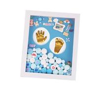 Homoyoyo Coffret Souvenir Bébé Moyen Format Bleu Garçon Cadre Photo Empreintes de Mains et Pieds Pâte à Modeler Non Présent de Naissance Créatif et Personnalisé
