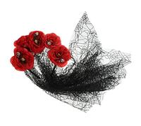 Homoyoyo Coiffe Gothique avec Voile et Fleurs Rouges Tête et Confortable pour Halloween Carnaval et Jour des Morts Accessoire Cosplay et Adolescentes