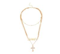 Homoyoyo collier alphabétique collier croix pour femme en or en or pour femme croix catholique pendentif lettres anglaises Golden
