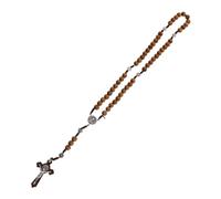 Homoyoyo Collier De Croix En Bois Collier Croix Catholique Collier Pendentif Pour Femme Saint Long Chapelet Perles Colliers Pour Femmes Première Prière Bijoux Charme Brown