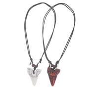 Homoyoyo Collier De Requin En Cuir Ajustable - 2 Pièces - Bijoux Hawaïens Vintage Pour Hommes Et Adolescents Style Plage Et Surfeur Couleur Blanc Et Marron