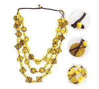 Homoyoyo Collier Long Femme Style Rétro Perles de Bois et Coquillages Pendentif Coquille de Noix de Fait Main Bijoux Plage pour Dames et Couleur Aléatoire