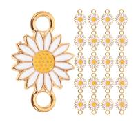 Homoyoyo Connecteurs Marguerite en Alliage Blanc 25 Pcs Breloques de Connexion à Double Trou pour Création de Bijoux DIY Pendentifs Fleurs Délicats pour Colliers Bracelets et Boucles