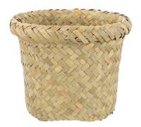 Homoyoyo Corbeille à Déchets Tressée en Jonc de Mer Petite Poubelle Domestique Ronde S 15X12 CM Panier Pratique sans Couvercle pour Bureau Chambre et Tri des Déchets
