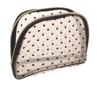 Homoyoyo Cosmétique Double Couche Se Maquiller Pochette De Voyage Sacs Fourre-Tout pour Femmes Trousse De Toilette De Voyage Sacs pour Femmes Articles De Toilette Flocage Black