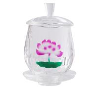 Homoyoyo Coupe D'eau Bénite Bouddhiste en Cristal Forme Lotus, Gobelet D'offrande Transparent pour Temple, Récipient Sacré Décoratif, pour Salle Zen et Rituel Cérémonial, Verre Lisse