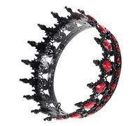 Homoyoyo Couronne Baroque en Cristaux Noir Rouge Diadème Vintage pour Mariage Accessoires de Cheveux Élégants Coiffe de Fête Style Gothique Taille Unique