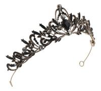 Homoyoyo Couronne Baroque Vintage Noire en Strass pour Femme Diadème Médiéval Luxueux Taille Unique Accessoire de Mariage Gothique et Tenue de Fête Chic