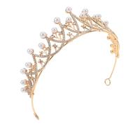 Homoyoyo Couronne de Mariage en Alliage Or Perles Incrustées et Strass Cristal, Tiare Baroque Élégante pour Mariée, pour Fêtes D'anniversaire et Banquets