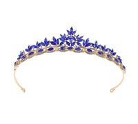 Homoyoyo Couronne de Mariée avec Strass Bleu et Or Diadème Rhinestone Élégant pour Mariages Anniversaires et Soirées Thématiques