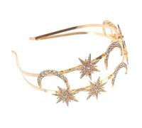 Homoyoyo Couronne Déesse Double Couche Étoiles et Lune Serre-tête Décoratif Alliage Doré pour Femmes Élégant Accessoire Royal pour Anniversaires Fêtes et Mariages